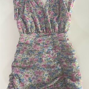 Zara Floral Mini Dress - Pink and Blue